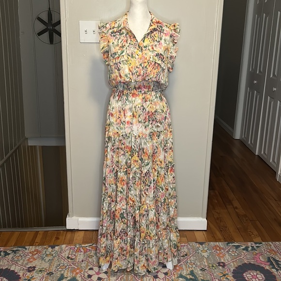 Misa Los Angeles Trina Floral Swiss Dot Sleeveless Maxi Dress New Size XS - Picture 4 of 14